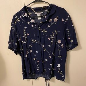 Dark blue floral blouse